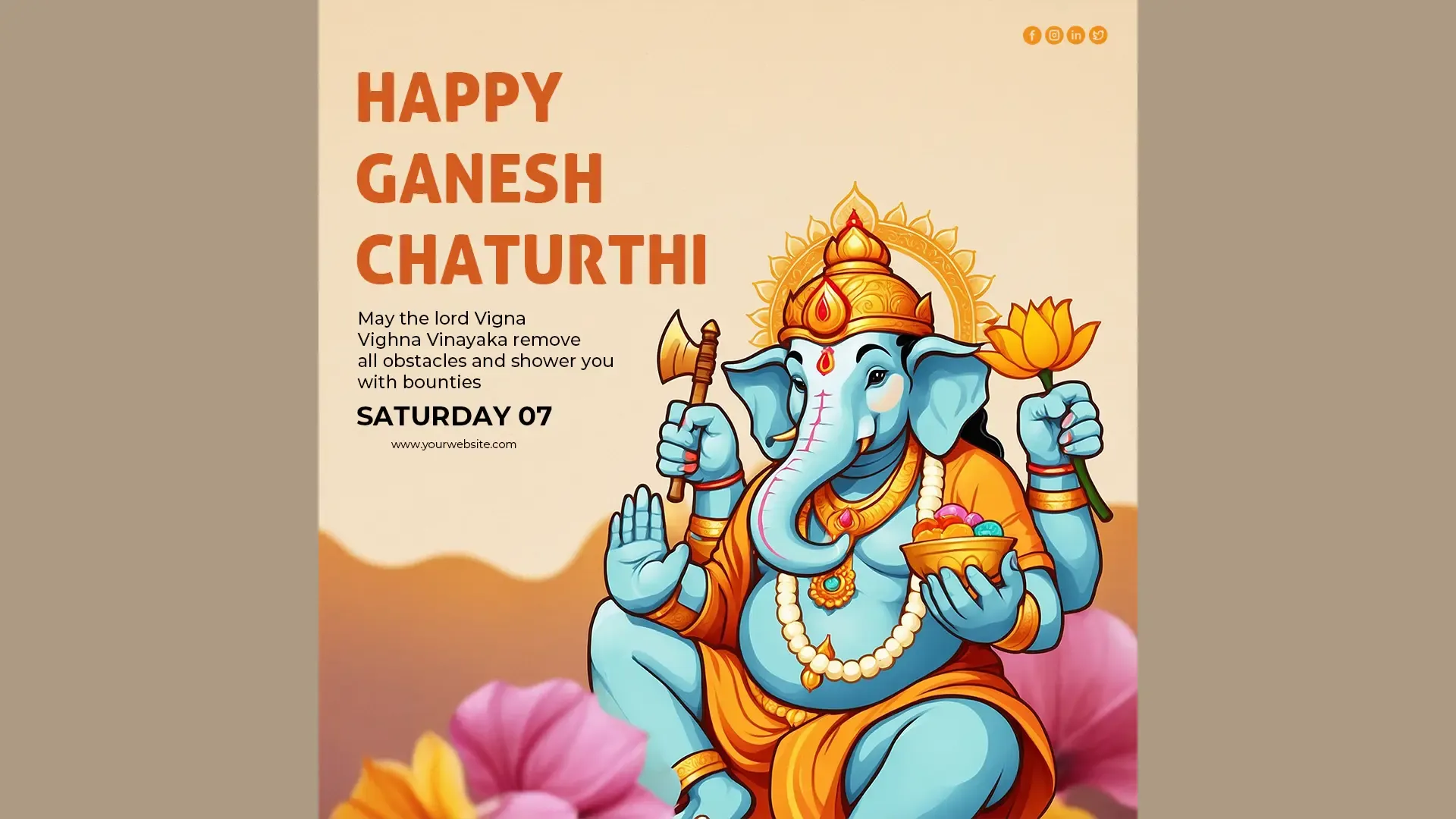 Ganesh Chaturthi with Cartoon Design Instagram Post Template